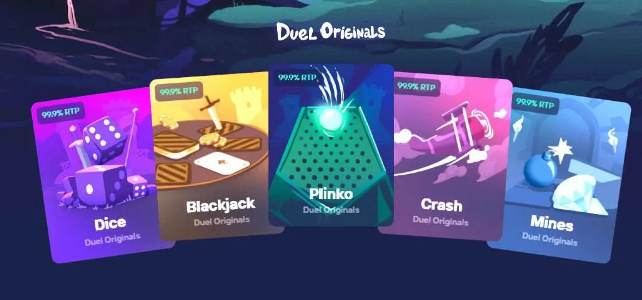 Duel Originals — Dice, Blackjack, Plinko, Crash and Mines with up to 99.9% RTP